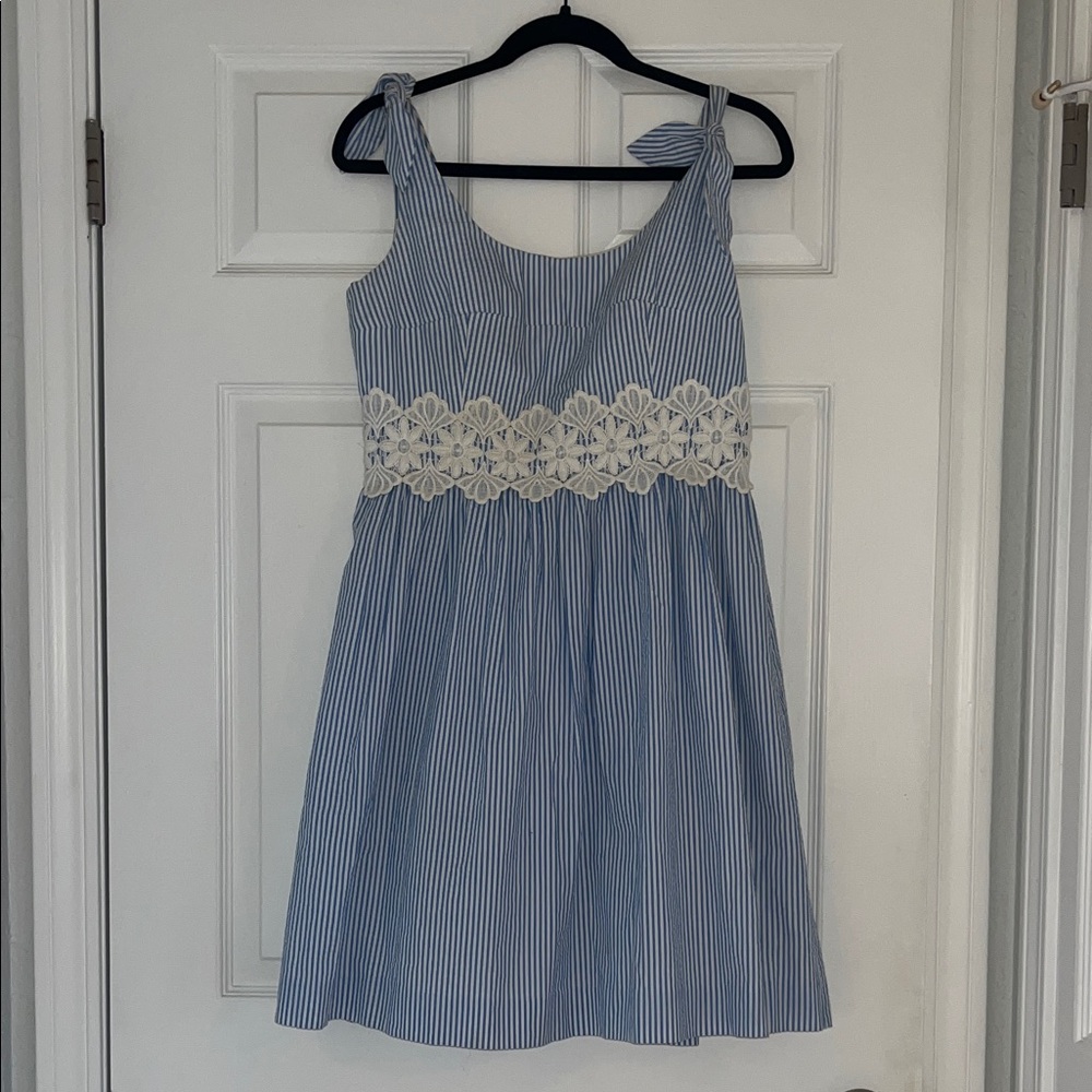 Lilly Pulitzer Blue and White Striped Dress with Lace